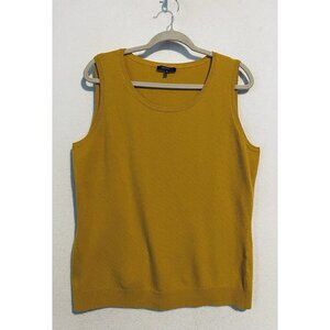 Lafayette 148 Tank Sweater Womens XL Mustard Yellow Cashmere VIrgin Wool Classic